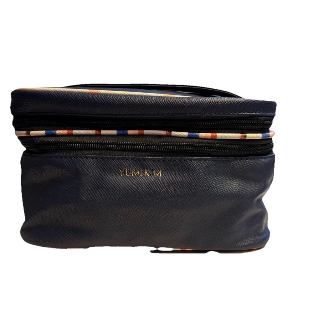 Yumi Kim Blue Zip Cosmetic Travel Bag Makeup Organizer Multicolor Interior